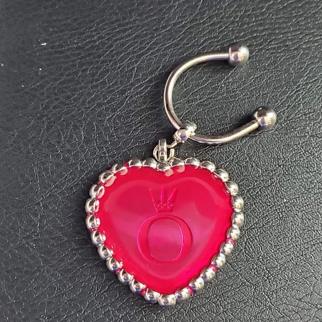 Pandora Pink Heart Logo Keychain Silver Tone Crown Designer